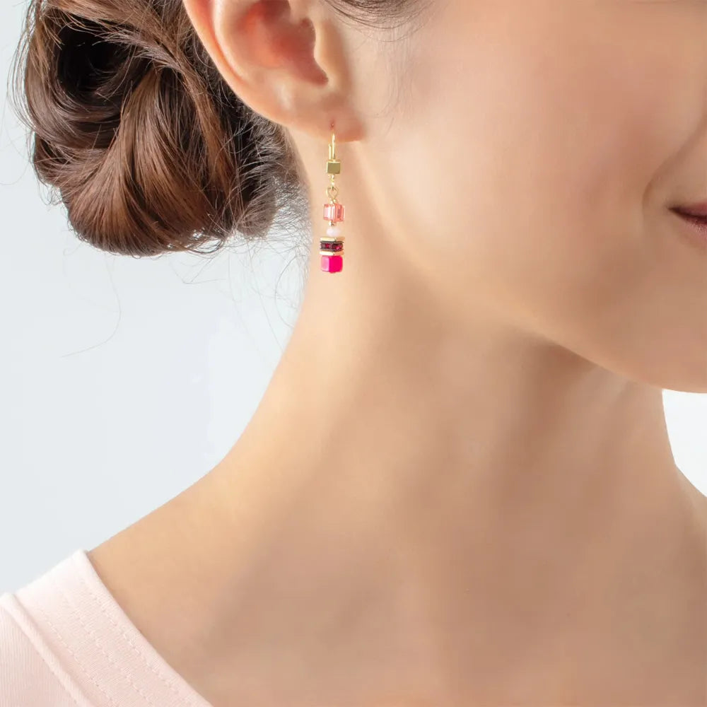 Mini Geocube Earrings Magenta
