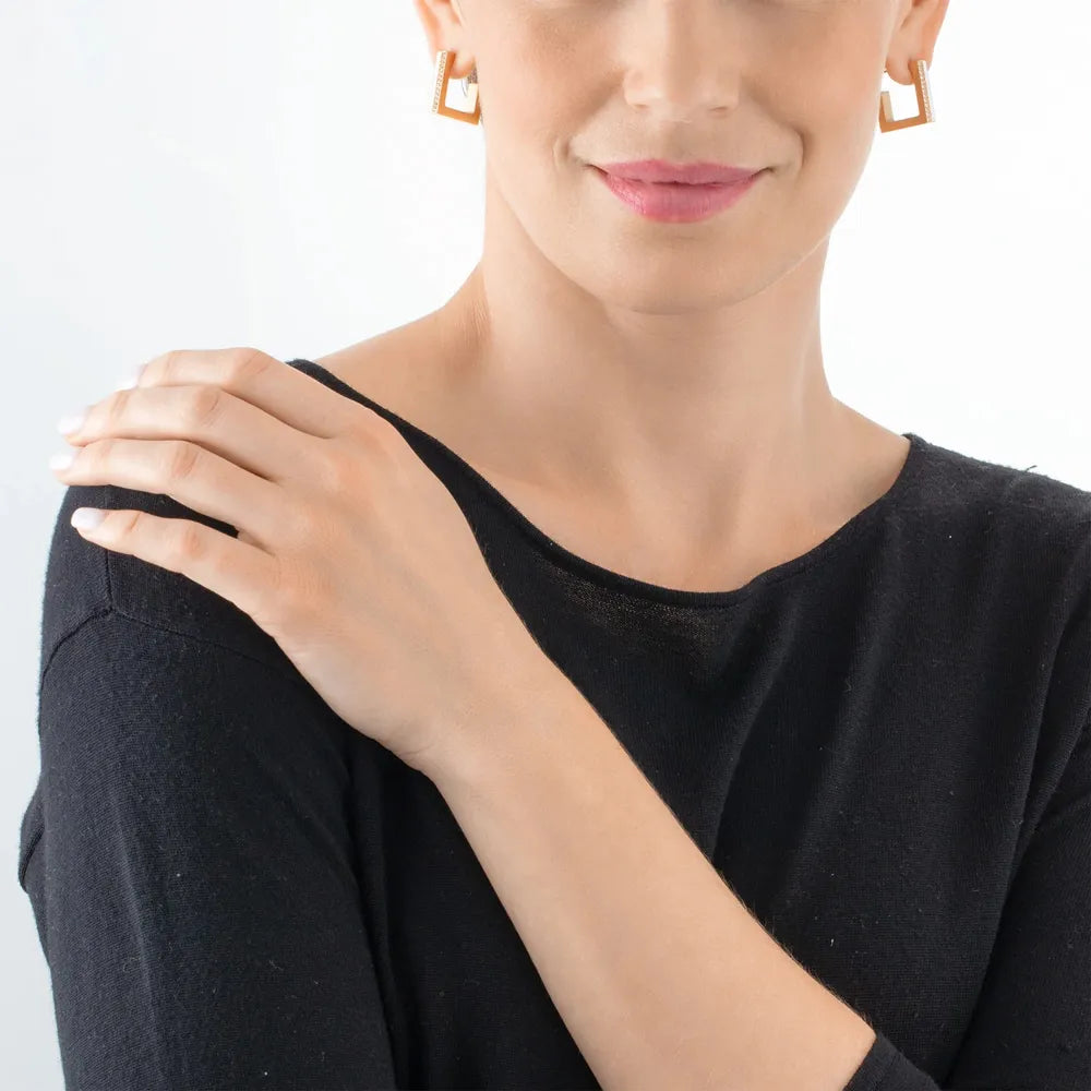 Gold White Earrings