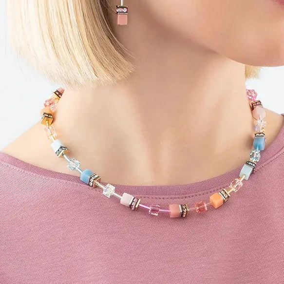 GeoCUBE® Iconic Necklace aqua-apricot