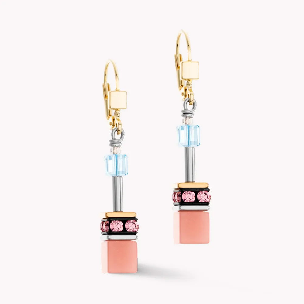GeoCUBE® Iconic Earrings aqua-apricot