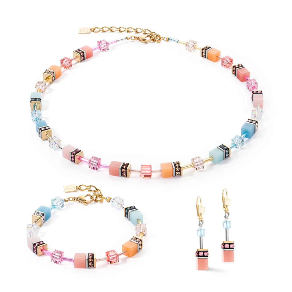 GeoCUBE® Iconic Necklace aqua-apricot