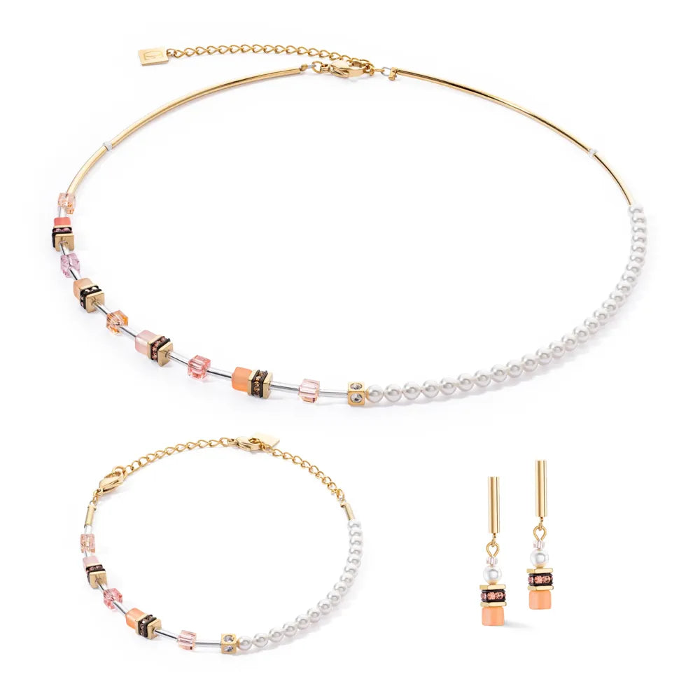 Geocube Mini Pearl Necklace Apricot