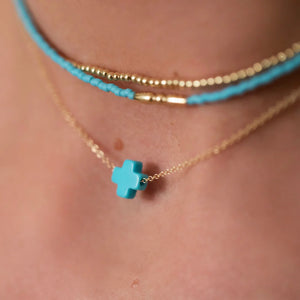 16" NECKLACE GOLD - SIGNATURE CROSS OFF-WHITE