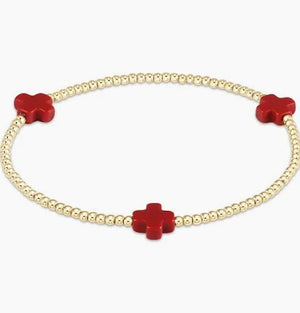 Signature Cross 2mm Gold Bracelet - red