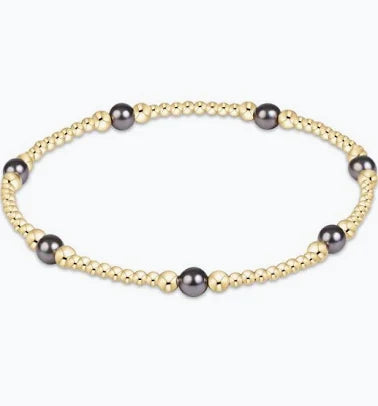 Purpose Pearl Dark Grey 4mm Gold Bracelet
