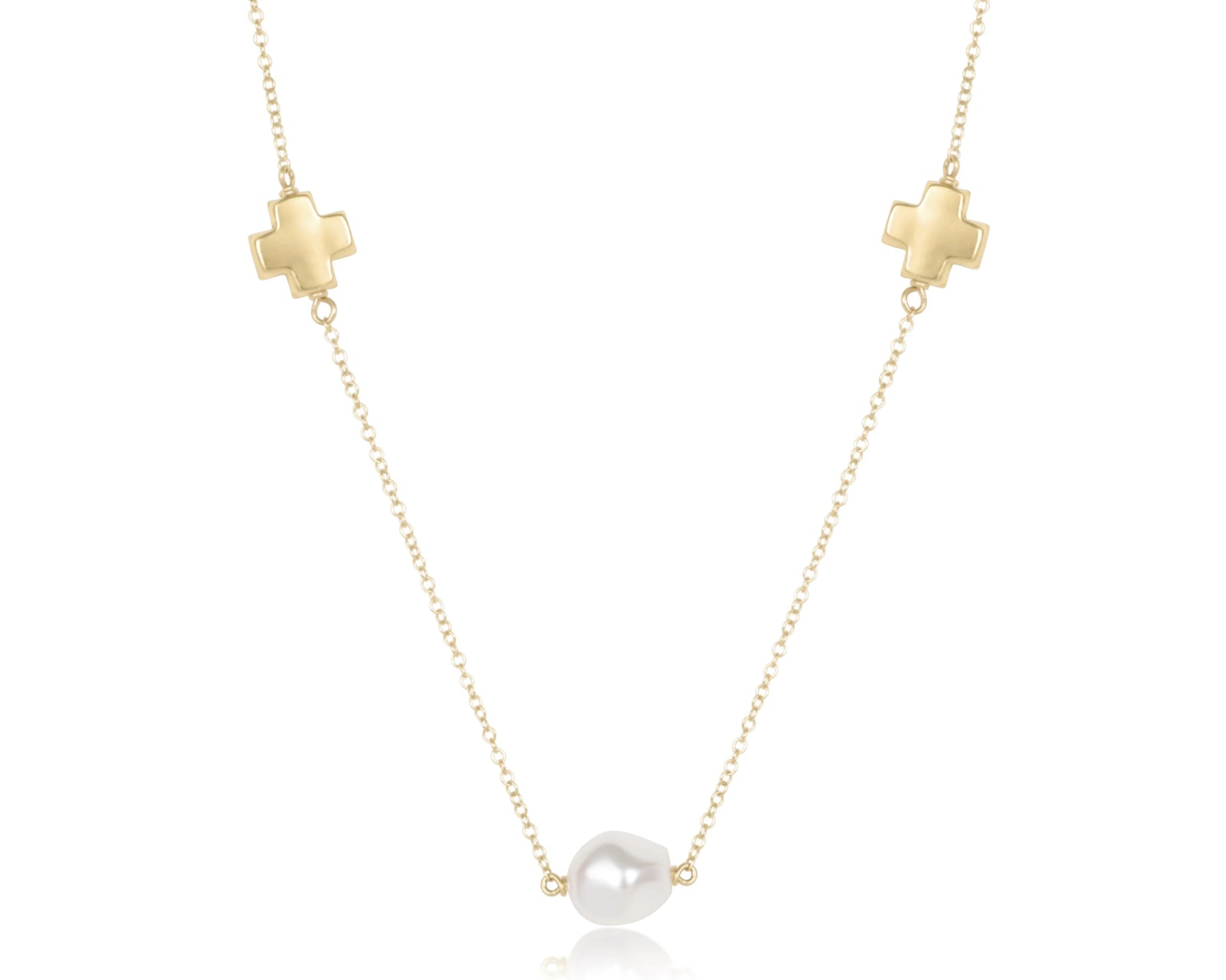 Choker Signature Cross Admire Simplicity 17" Chain Gold - pearl