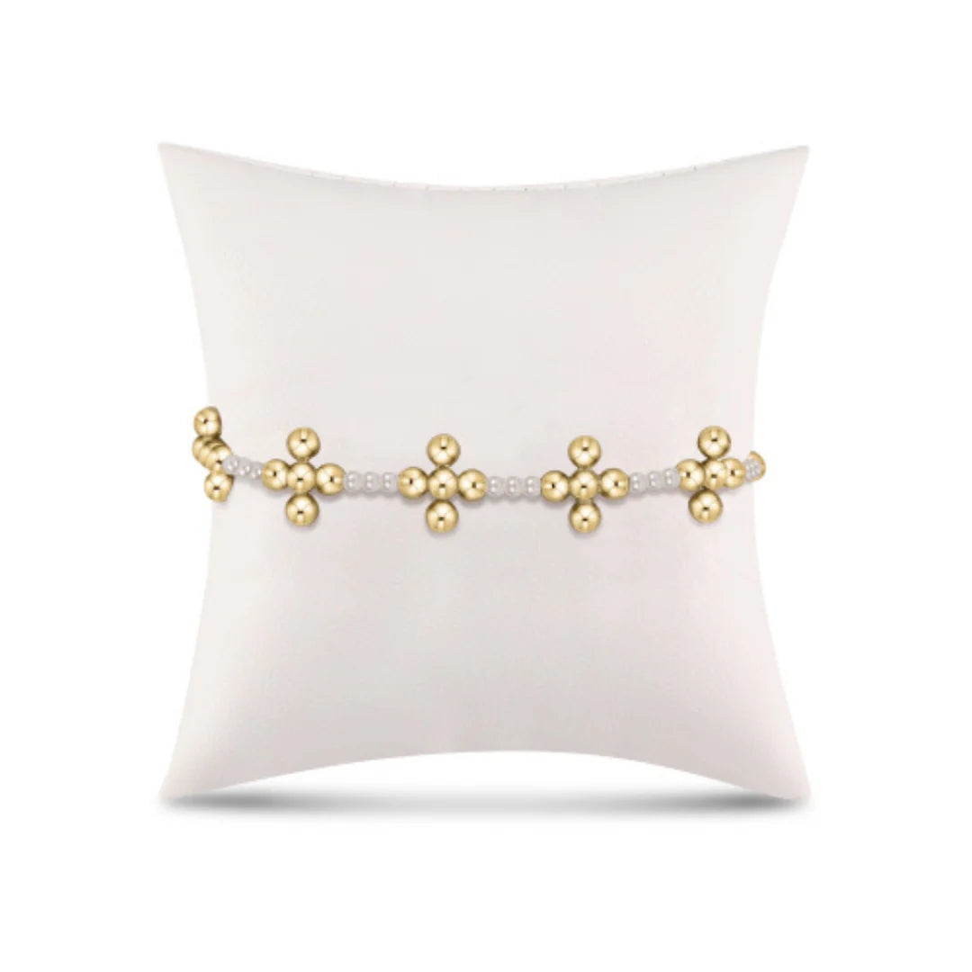 Signature cross sincerity pattern pearl 3mm bead bracelet-classic beaded signature cross gold-4mm