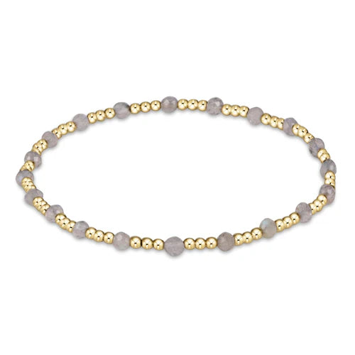 Gemstone gold sincerity pattern 3mm bead bracelet - labradorite