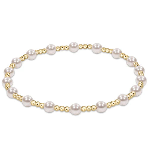 Classic sincerity pattern 4mm bead bracelet - pearl