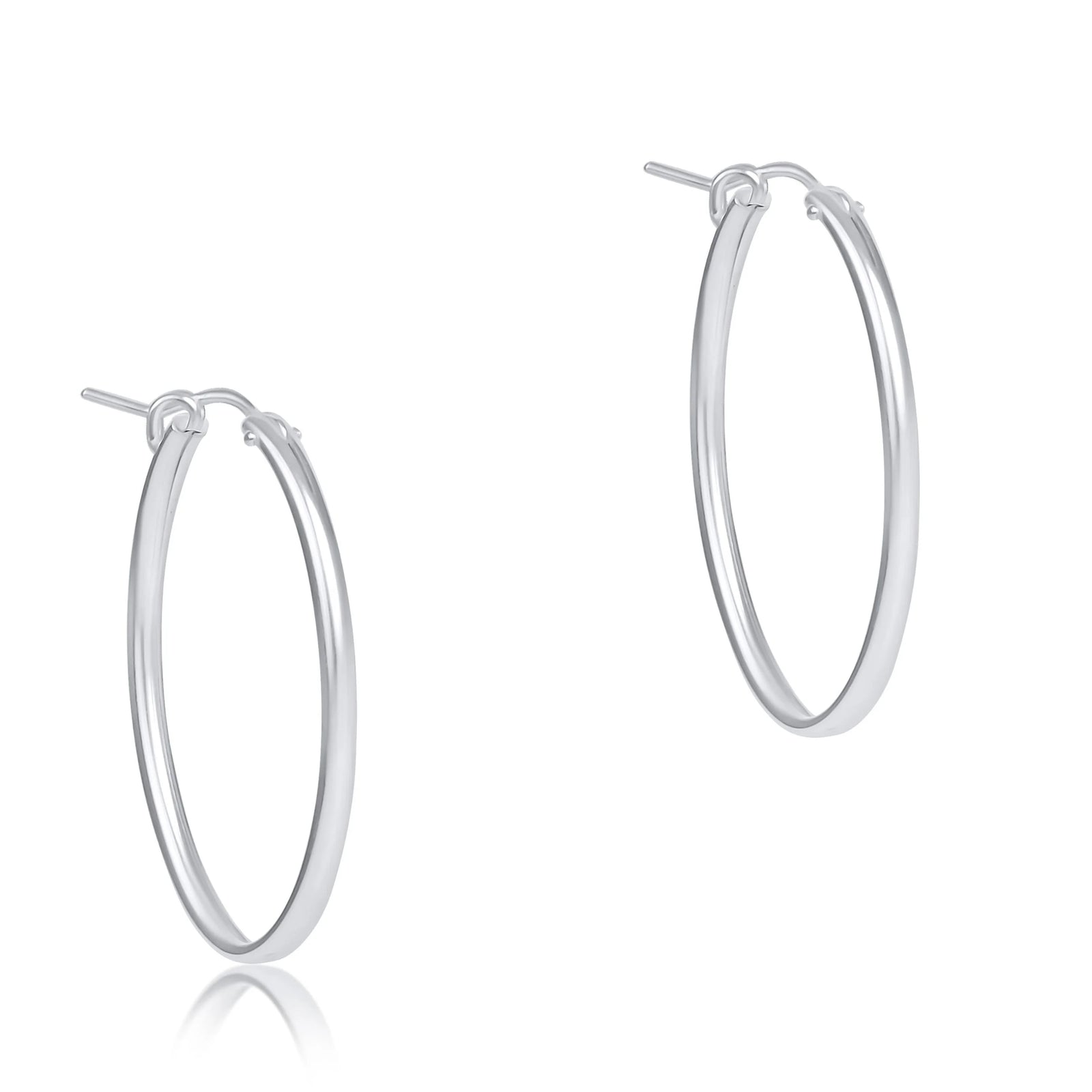 Oval sterling 1" hoop earrings - smooth
