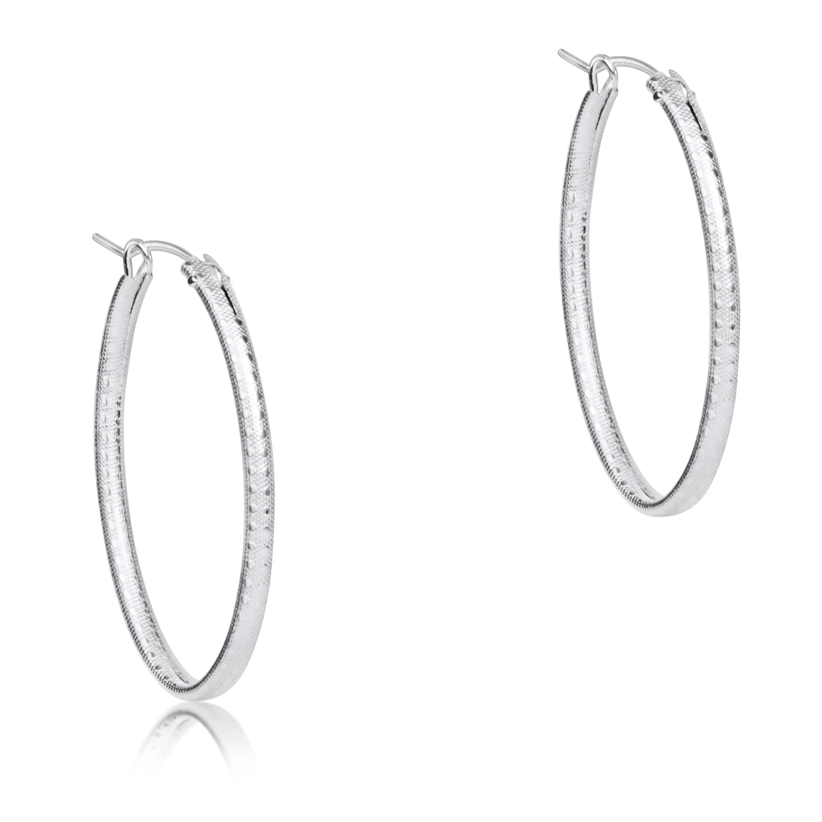 Oval sterling 1" hoop earrings - textured