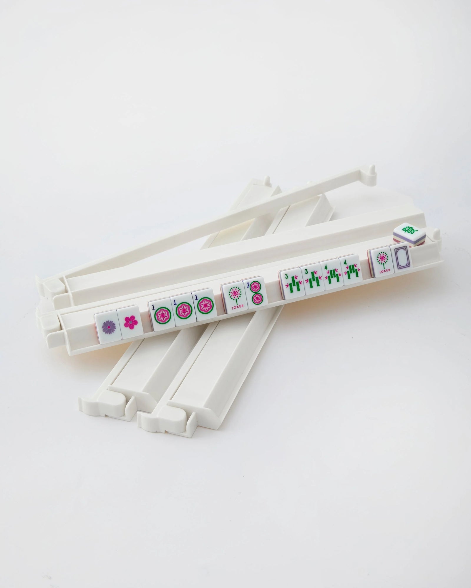 White Acrylic Mahjong Racks and Pushers
