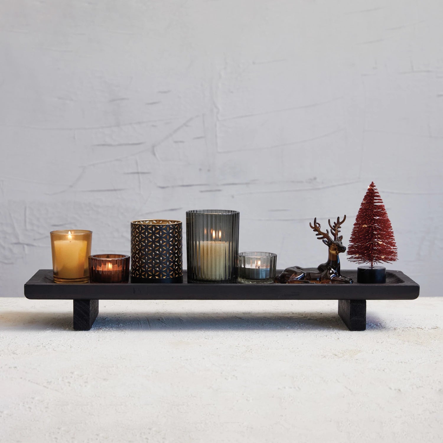 Holiday Wood Tray with Votives