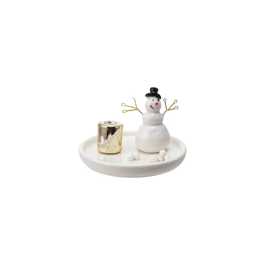 Snowman Taper Candle Holder