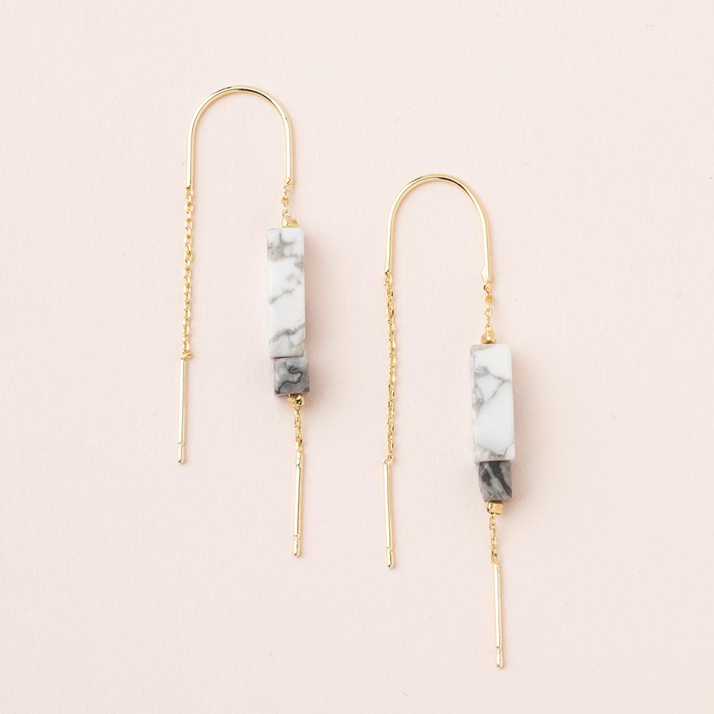 Rectangle Stone Thread Earrings