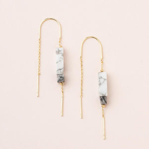 Rectangle Stone Thread Earrings
