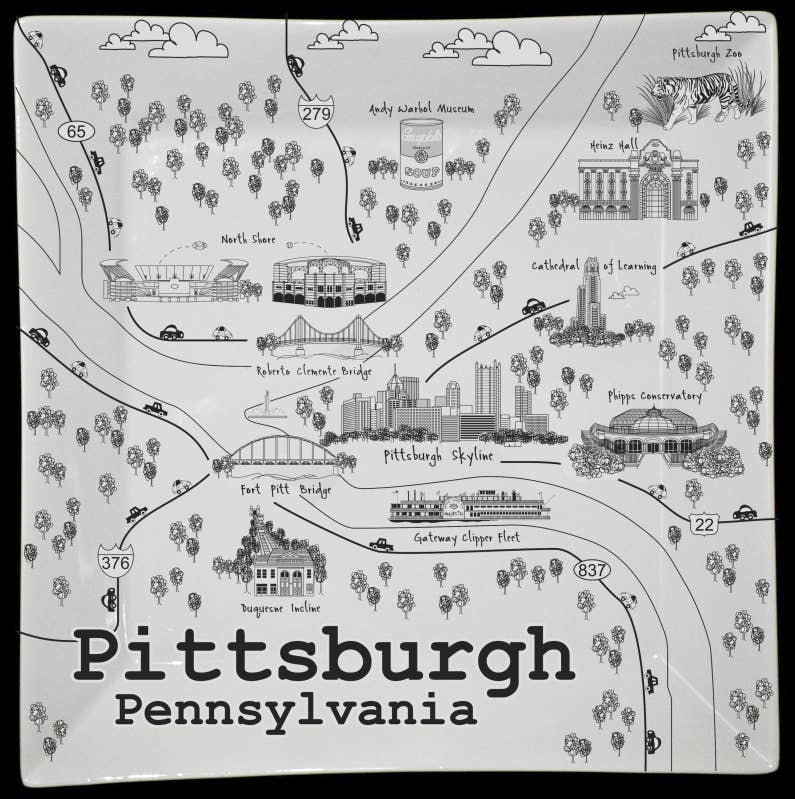 Pittsburgh Map Plate