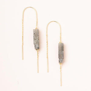 Rectangle Stone Thread Earrings