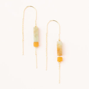 Rectangle Stone Thread Earrings