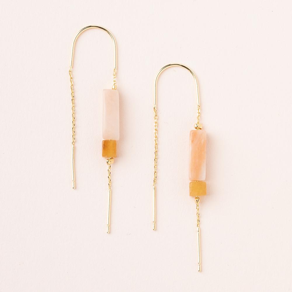 Rectangle Stone Thread Earrings