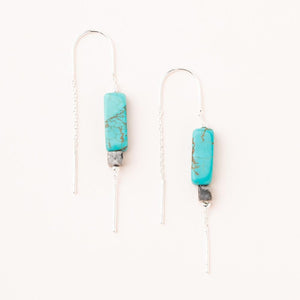 Rectangle Stone Thread Earrings