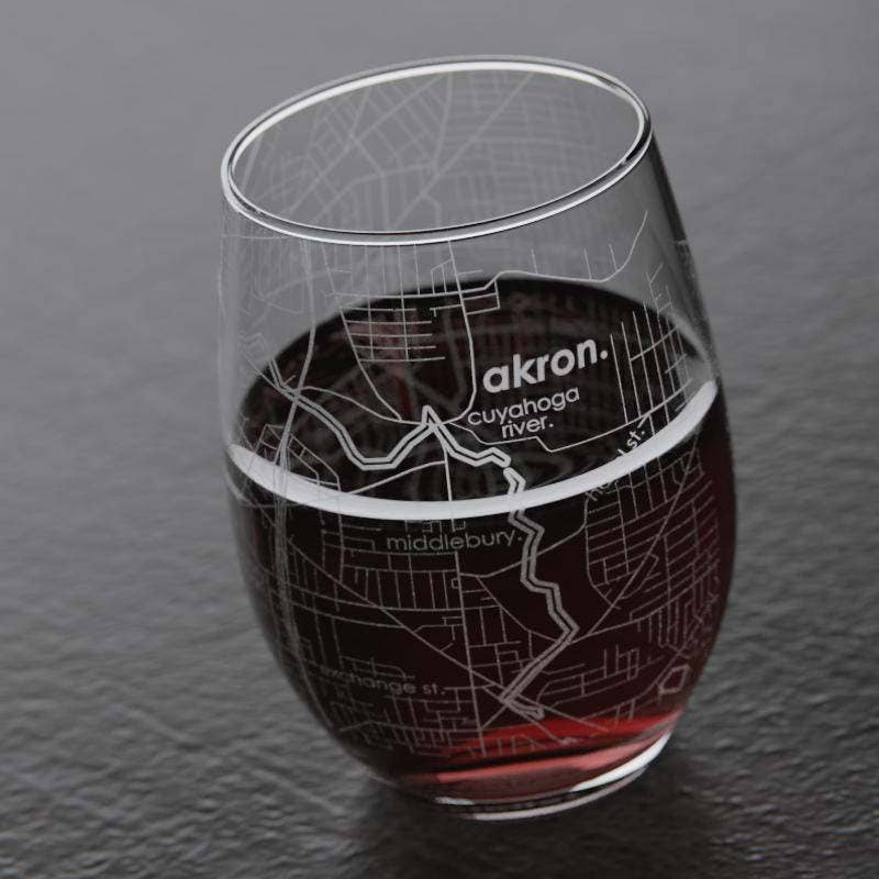Zelienople Map Stemless Wine Glass Love, Annie