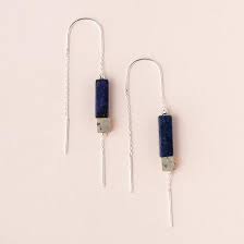 Rectangle Stone Thread Earrings