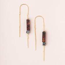 Rectangle Stone Thread Earrings